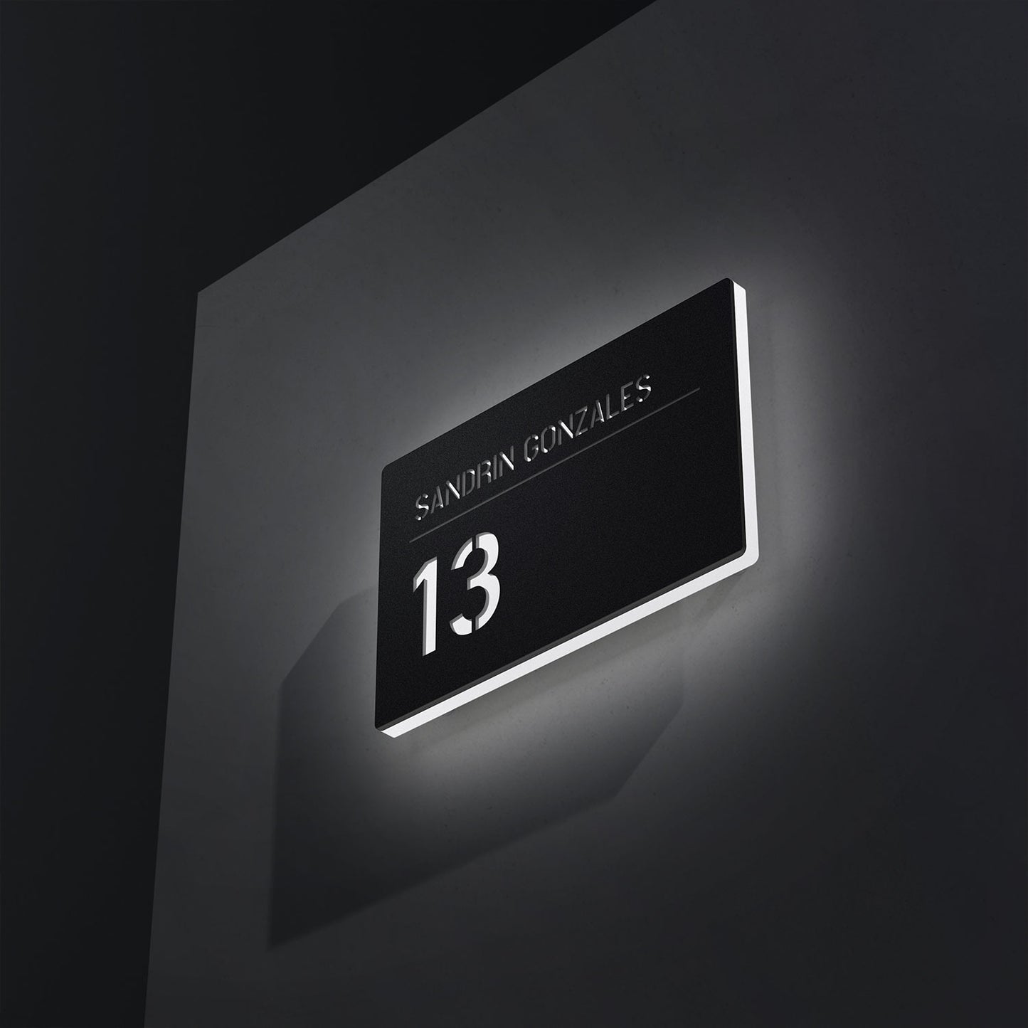 Numero civico e testo luminoso modello Lux Horizontal