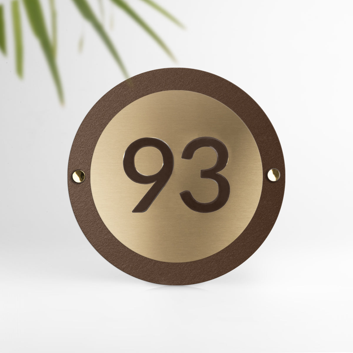 Targhetta in ottone e stone brown per numero civico