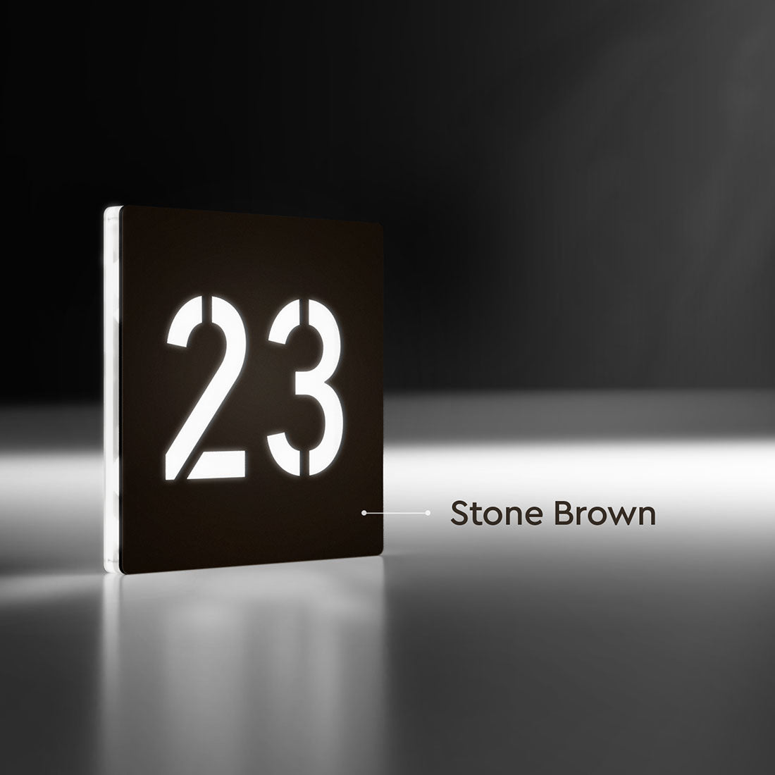 Numero civico luminoso Lux Square Stone Brown
