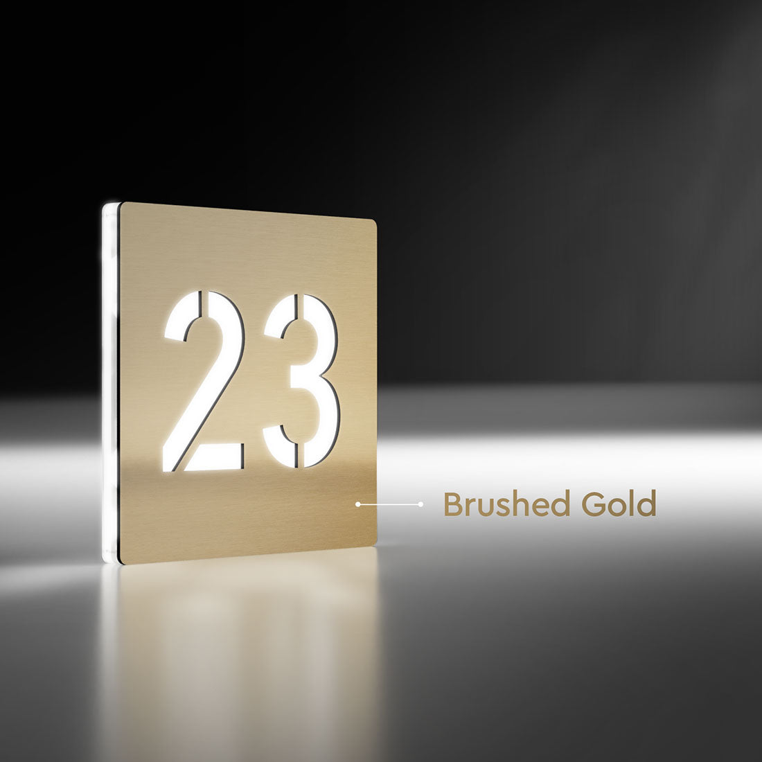 Numero civico luminoso finitura Gold spazzolato