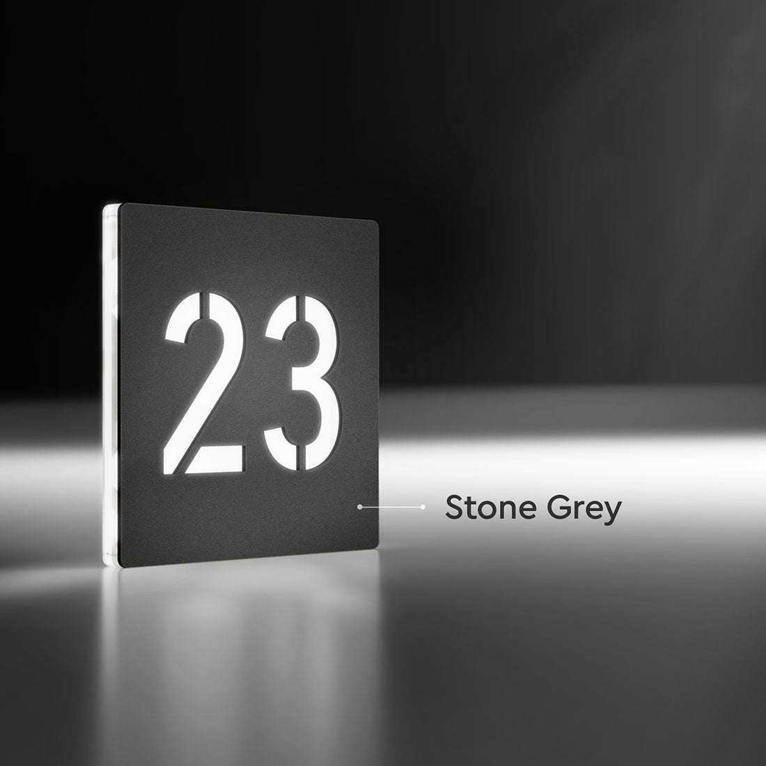 Numero civico luminoso modello Lux Square Stone Grey