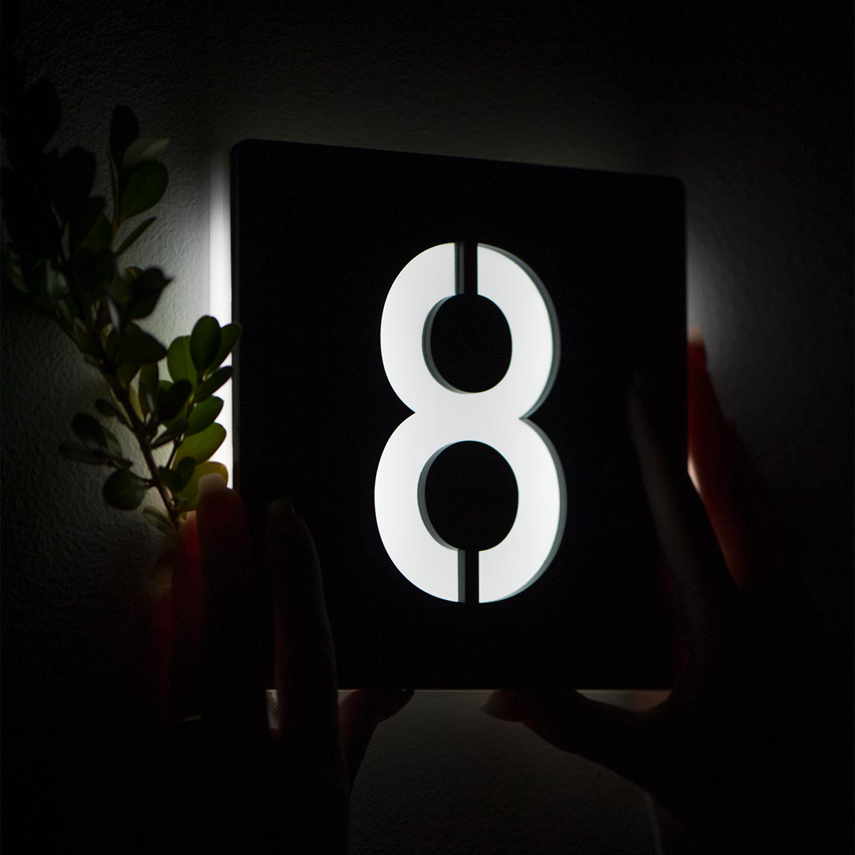 Numero civico luminoso modello Lux Square per esterno