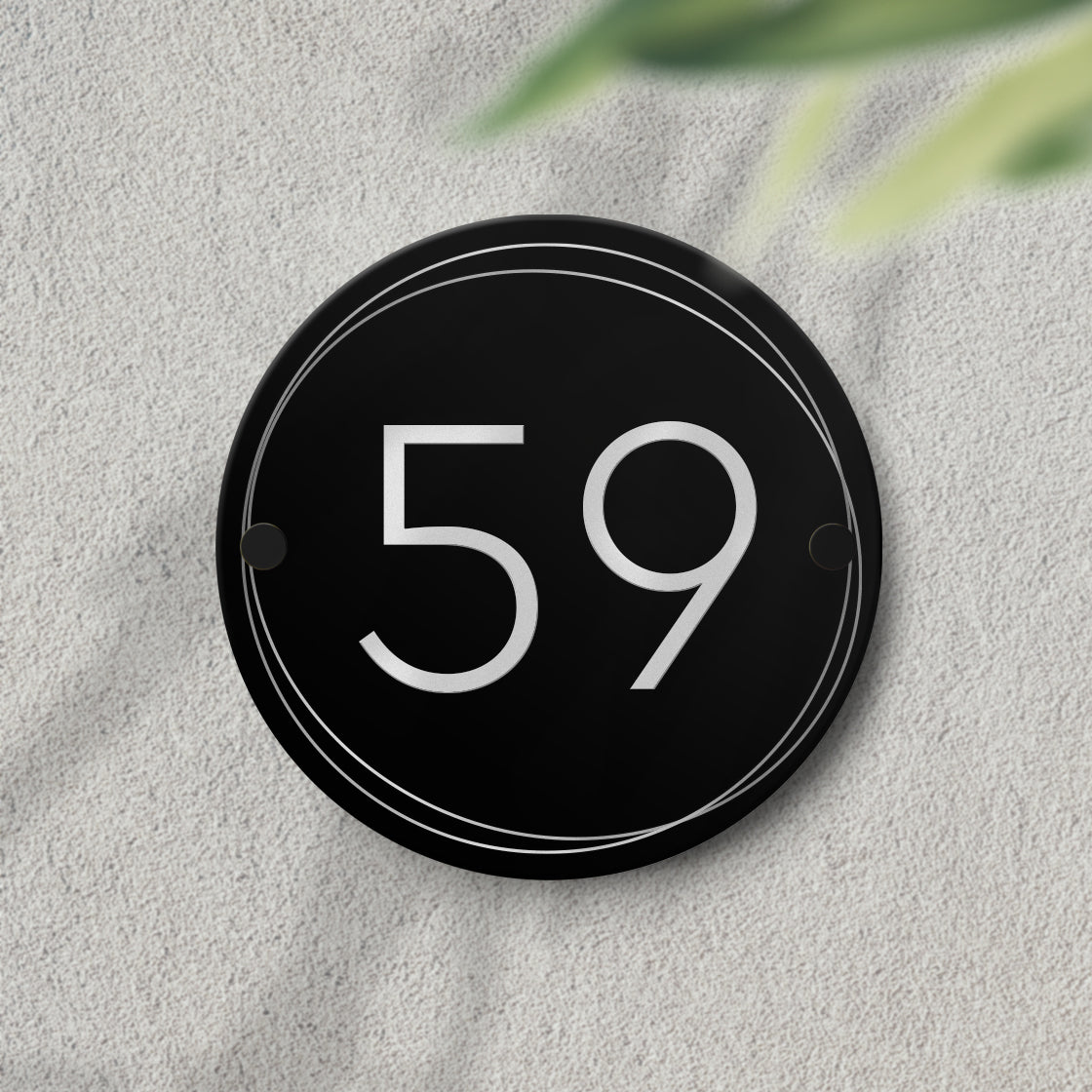 Numero civico in alluminio modello Noir Round