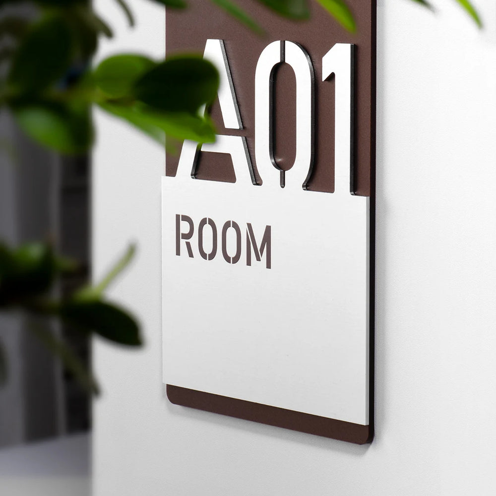 Numeri camera hotel: Acrilico Stone Brown e alluminio