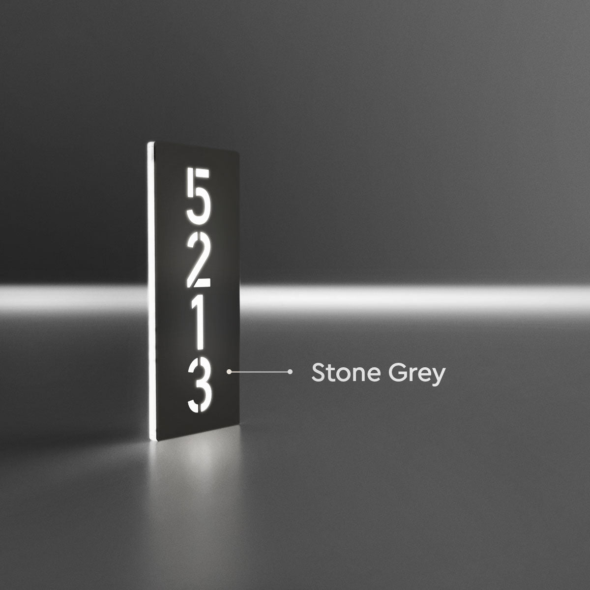
                  
                    Numero civico luminoso moderno: Lux M1 Stone Grey
                  
                